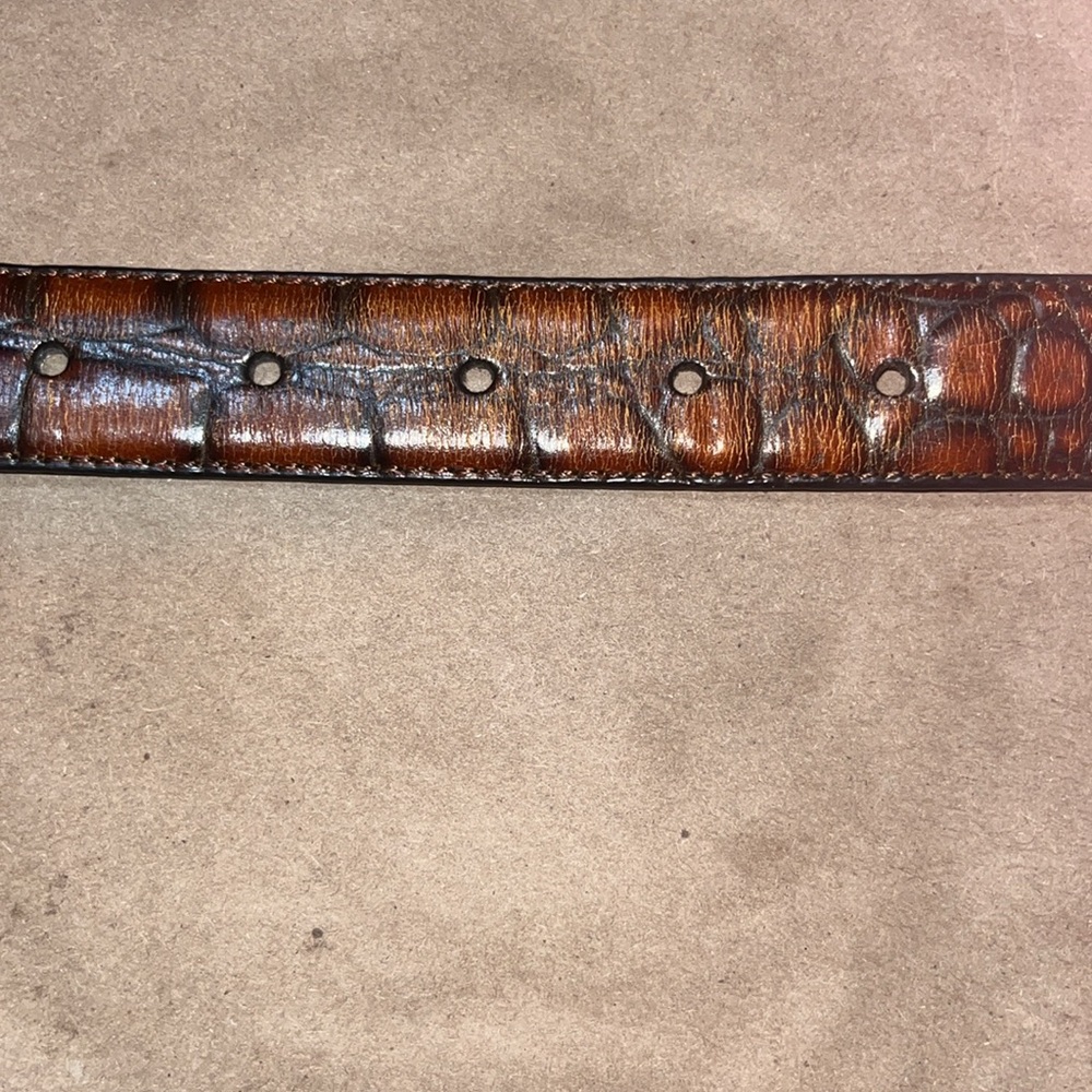 Barse • Mobile Black/Brown Croc Genuine Italian Leather Belt • Size Small - Picture 7 of 11